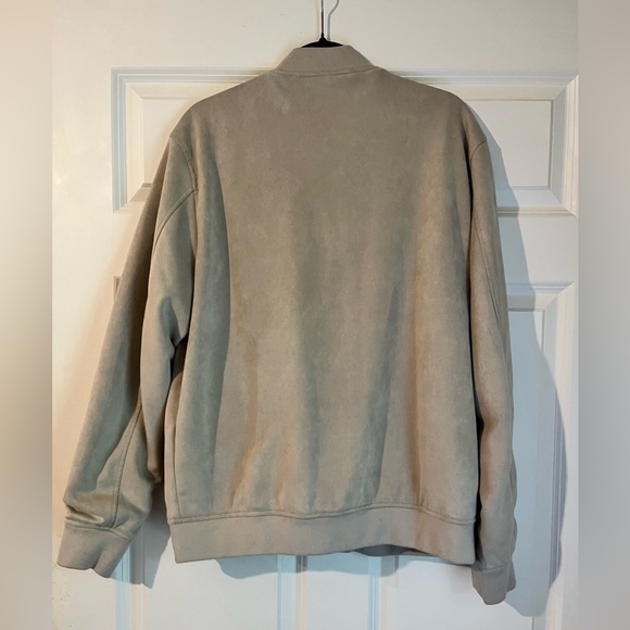 Men's Grey Faux Suede Bomber Jacket - Picture 5 of 6